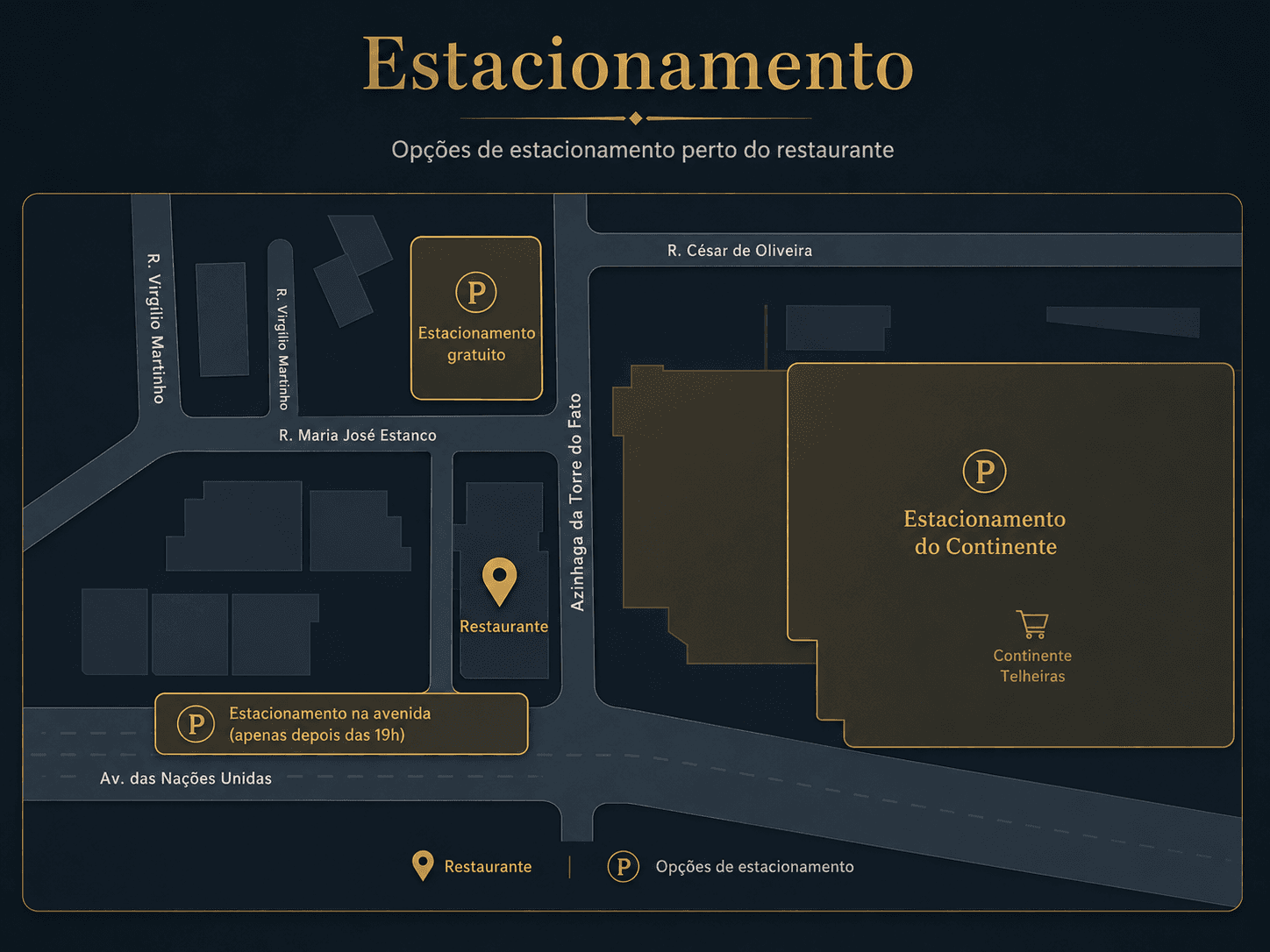 Informação de estacionamento do Sushi Okira